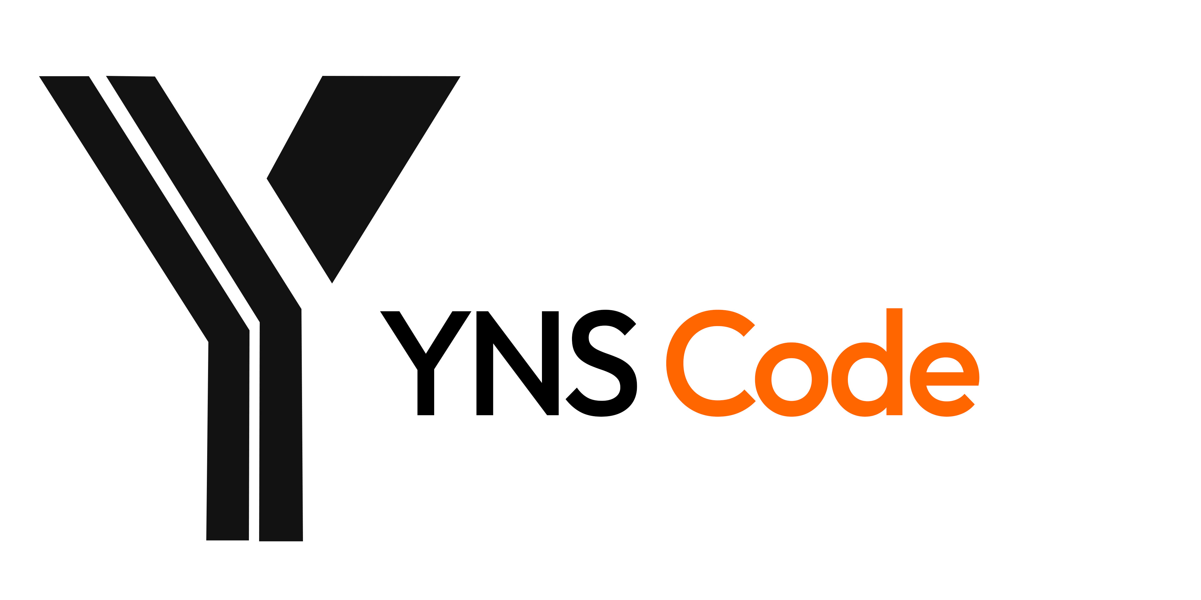 YnsCode logosu — Y işareti, siyah YNS ve turuncu Code yazısı